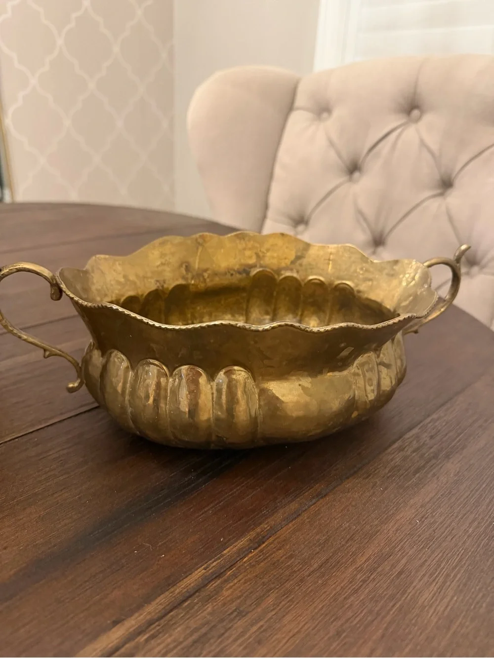 Brass Decorative Bowl with Handles Gold